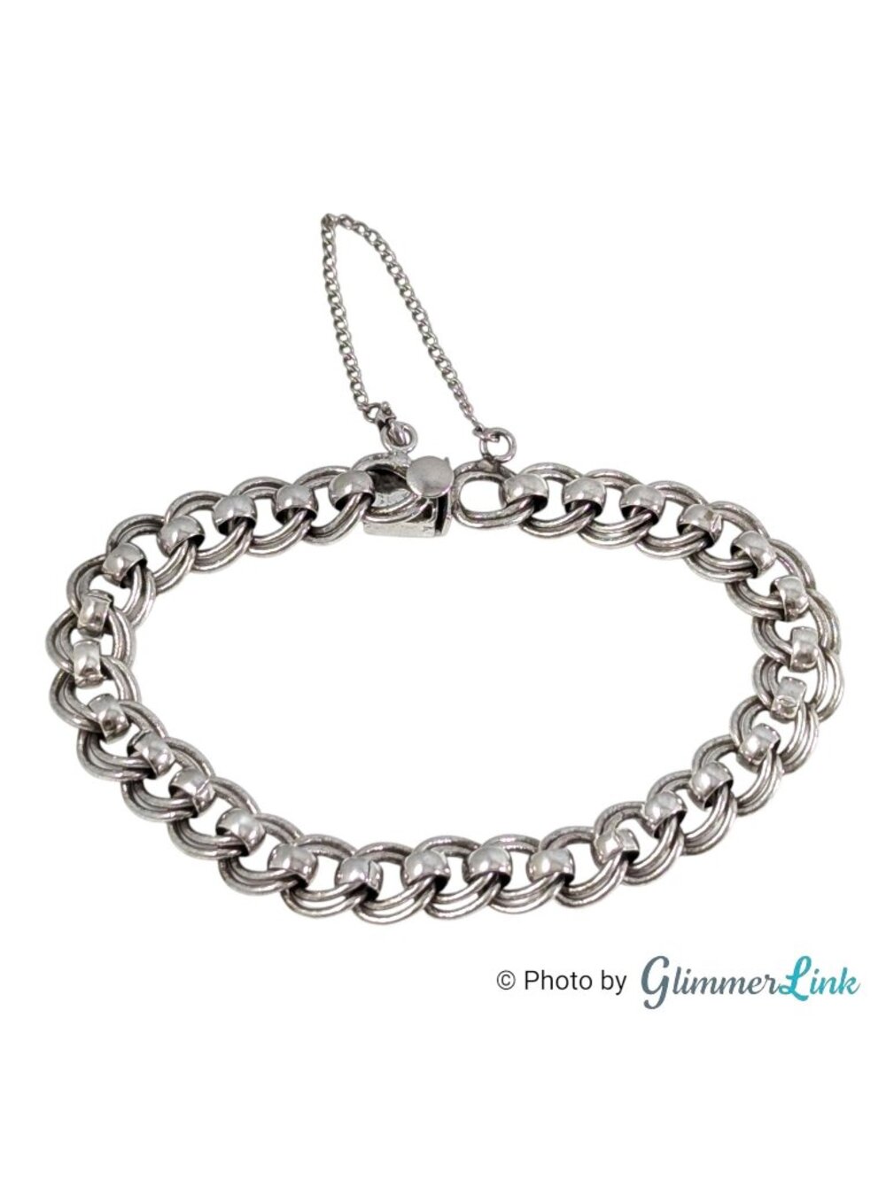 Vintage JB Jacoby-Bender Sterling Silver Double Link Bracelet 7"